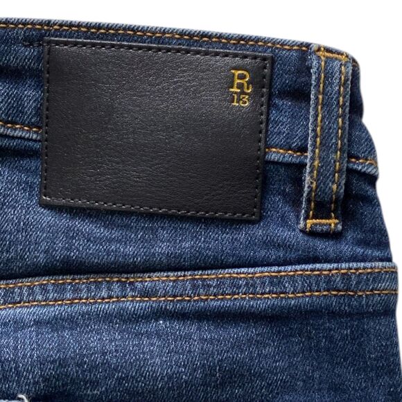 R13 Jeans Womens Biker Boy Skinny Stretch Mid-Rise Howell Indigo Blue Size 26 - Picture 4 of 6